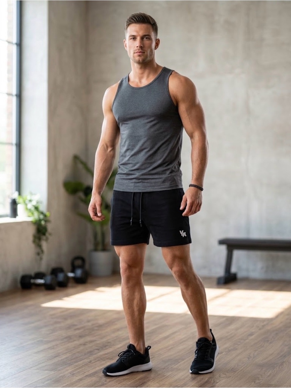 YoungLA French terry bodybuilding workout sweat shorts black large